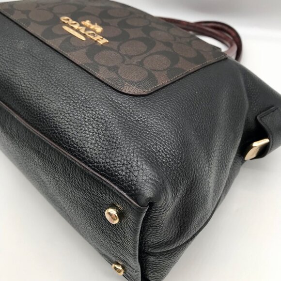 Coach Black Colorblock Pebbled Leather Emma Satchel Bag F34280 - Picture 6 of 11